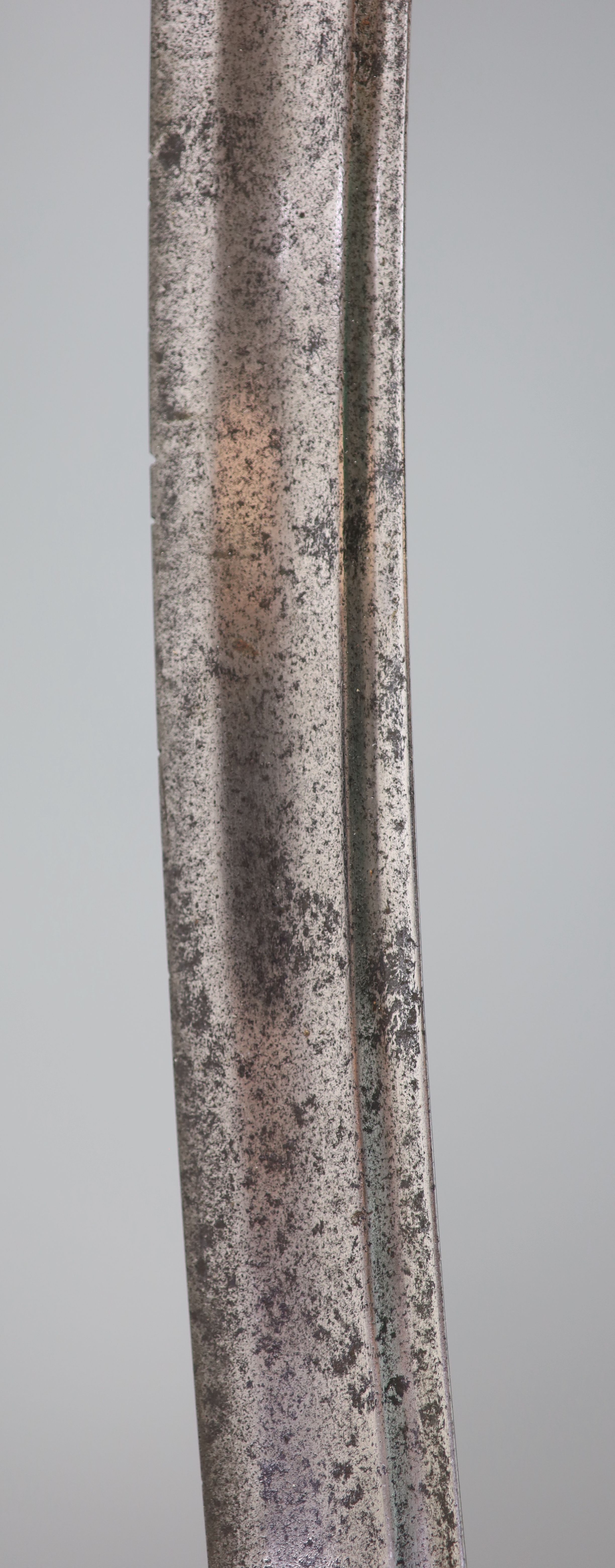 A late 17th century military hangar sword, length 34in.